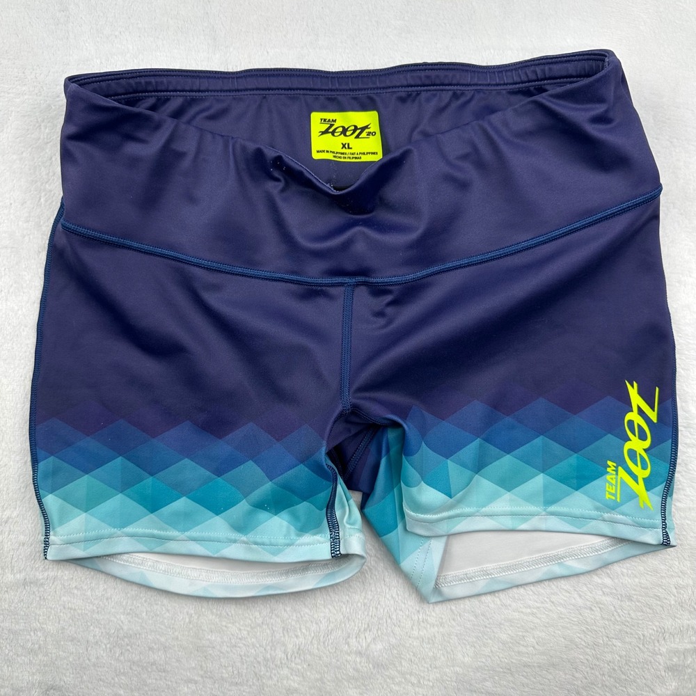 Zoot Team 20 Womens XL Blue Geometric Compression Athletic Tri Training Shorts